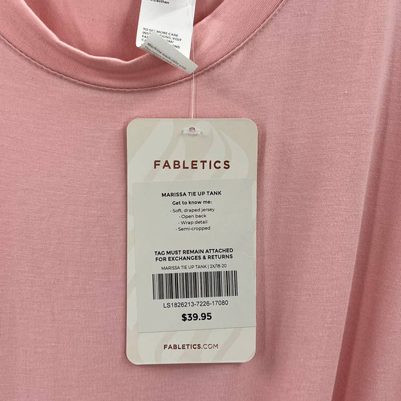 Fabletics Marissa Tie Up Tank Wrap Blouse Athleisure Light Pink NWT Plus 2XL - Picture 5 of 6